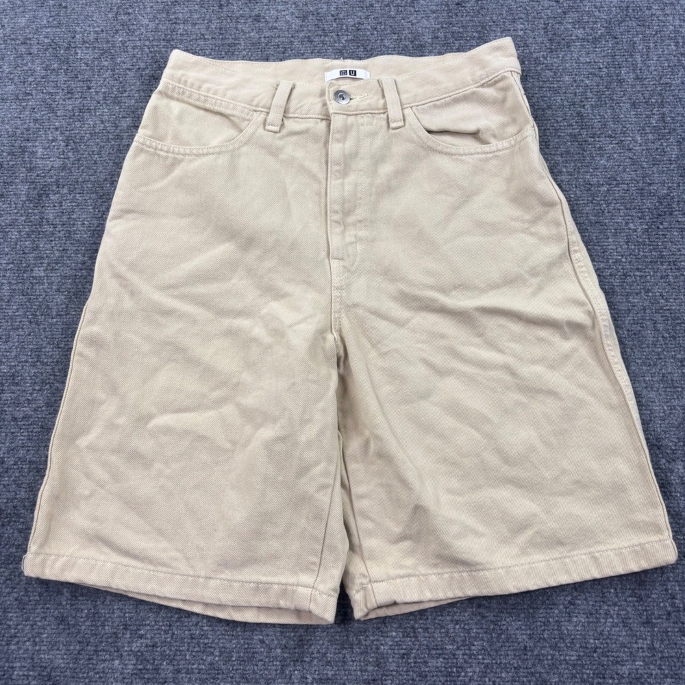 Uniqlo U Denim Shorts 26 Beige Cotton Lyocell Twill Mens